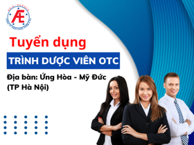 Dược phẩm Á Âu tuyển dụng 01 TDV OTC khu vực huyện Ứng Hòa - Mỹ Đức (TP Hà Nội)